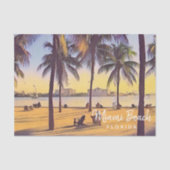 マイアミビーチフロリダヴィンテージウォーターカラーアート 薄葉紙 (正面)