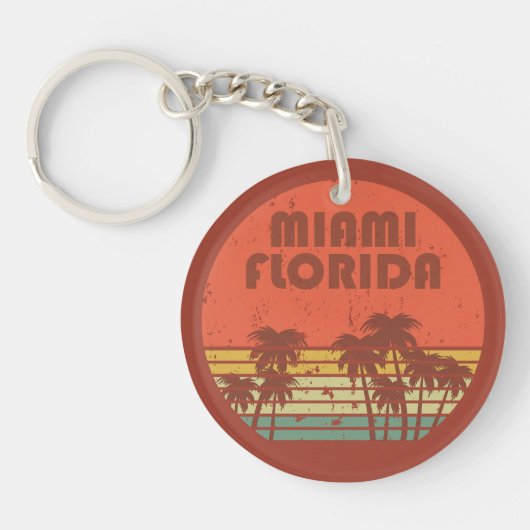 マイアミビーチフロリダヴィンテージサンセット キーホルダー (正面)