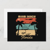 マイアミビーチフロリダヴィンテージサンセット シーズンポストカード (正面/裏面)