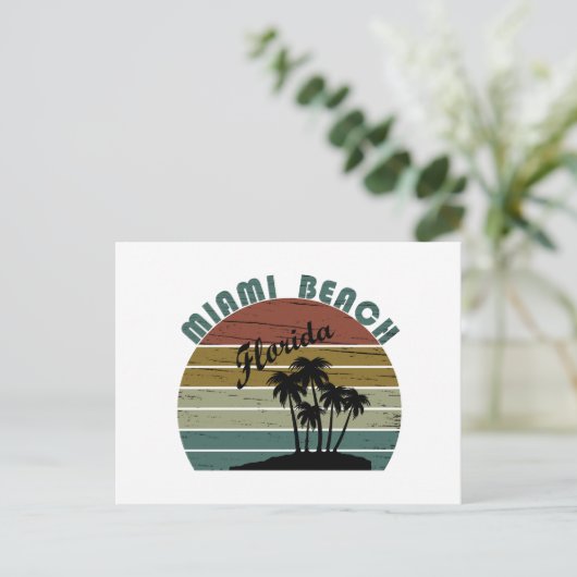 マイアミビーチフロリダヴィンテージサンセット シーズンポストカード (スタンド正面)