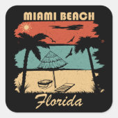 マイアミビーチフロリダヴィンテージサンセット スクエアシール (正面)