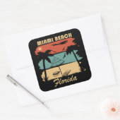 マイアミビーチフロリダヴィンテージサンセット スクエアシール (封筒)