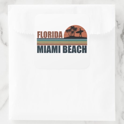 マイアミビーチフロリダヴィンテージサンセット スクエアシール (バッグ)