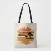 マイアミビーチフロリダヴィンテージサンセット トートバッグ (正面)