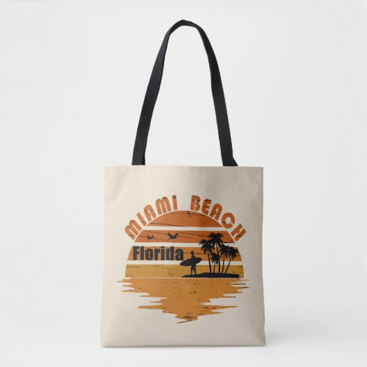 マイアミビーチフロリダヴィンテージサンセット トートバッグ (正面)