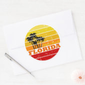 マイアミビーチフロリダヴィンテージサンセット ラウンドシール (封筒)