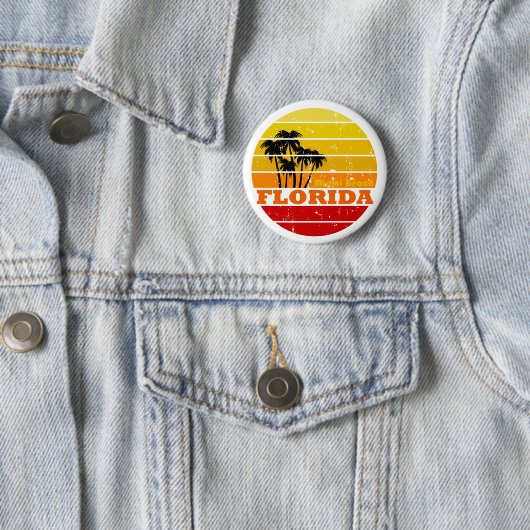マイアミビーチフロリダヴィンテージサンセット 缶バッジ (インサイチュ)