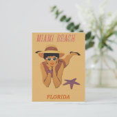 マイアミビーチフロリダヴィンテージトラベルポスター ポストカード (スタンド正面)