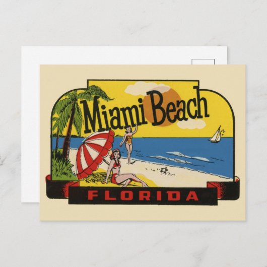 マイアミビーチフロリダヴィンテージトラベルポストカード ポストカード (正面/裏面)