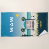 マイアミビーチフロリダヴィンテージトラベル ビーチタオル (正面)