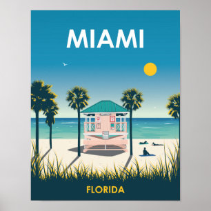 マイアミビーチフロリダヴィンテージトラベル ポスター