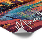 マイアミビーチフロリダヴィンテージ旅行イラストレーション ポスター (角)