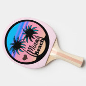 マイアミビーチブルーアンドピンクパームツリーズ 卓球ラケット (横)