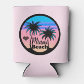 マイアミビーチブルーアンドピンクパームツリーズ 缶クーラー (正面)