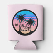 マイアミビーチブルーアンドピンクパームツリーズ 缶クーラー (裏面)