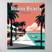 マイアミビーチミニマリストアートトラベルポスター ポスター (正面)