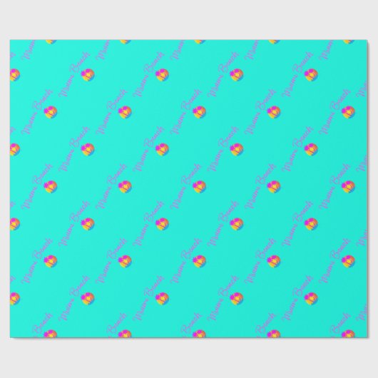 マイアミビーチロゴサンパームピンクターコイズ ラッピングペーパー (フラット)