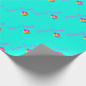 マイアミビーチロゴサンパームピンクターコイズ ラッピングペーパー (角)