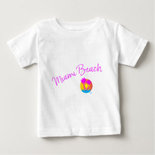 マイアミビーチロゴ – サンパームピンク ベビーTシャツ