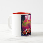マイアミビーチヴィンテージ旅行ポスター ツートーンマグカップ (正面左)