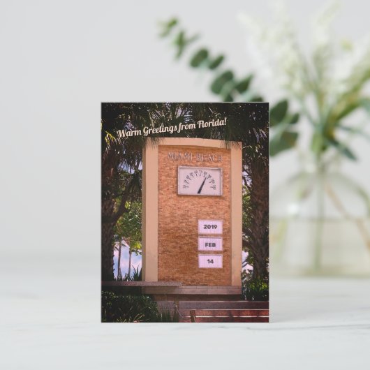 マイアミビーチ海駆動温度計(挿入日) ポストカード (スタンド正面)