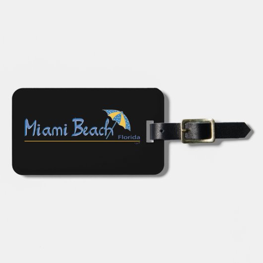 マイアミビーチ，フロリダアンブレラカッコいい ラゲッジタグ (正面横)