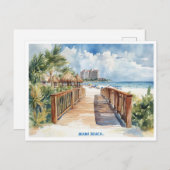 マイアミビーチ、フロリダウォーター絵を描カラーのはがき ポストカード (正面/裏面)