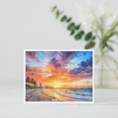 マイアミビーチ,フロリダサンセットウォーター絵を描カラー ポストカード (スタンド正面)