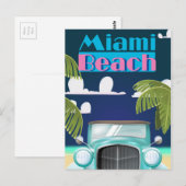 マイアミビーチ，フロリダ州USAヴィンテージ旅行ポスター ポストカード (正面/裏面)