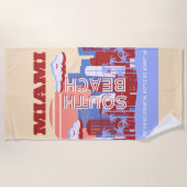 マイアミビーチ,マイアミ旅行アート,レトロ ビーチタオル (正面)