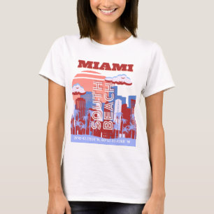 マイアミビーチ,マイアミ旅行アート,レトロ Tシャツ