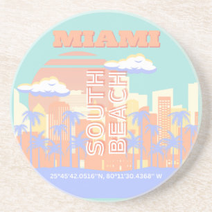 マイアミビーチ，マイアミ旅行名門私立校風のアートルームパステル コースター