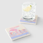 マイアミビーチ，マイアミ旅行名門私立校風のアートルームパステル ストーンコースター (横)