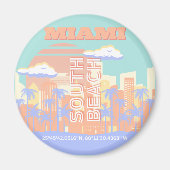 マイアミビーチ，マイアミ旅行名門私立校風のアートルームパステル マグネット (正面)