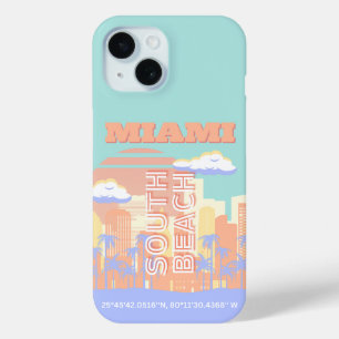 マイアミビーチ,マイアミ旅行名門私立校風のアートルームパステル iPhone 15ケース