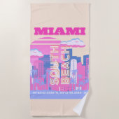 マイアミビーチ,マイアミ旅行名門私立校風のアート ビーチタオル (正面)