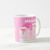 マイアミビーチ,マイアミ旅行名門私立校風のアート,ピンク コーヒーマグカップ (正面右)