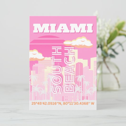 マイアミビーチ,マイアミ旅行名門私立校風のアート,ピンク シーズンカード (スタンド正面)