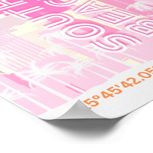 マイアミビーチ，マイアミ旅行名門私立校風のアート，ピンク ポスター (角)