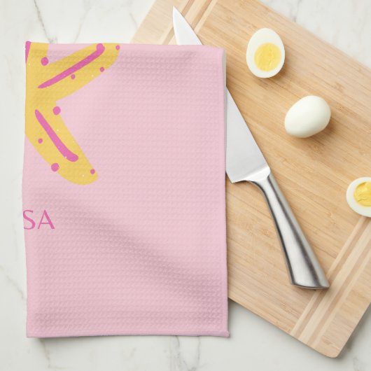 マイアミビーチ，マイアミ旅行名門私立校風のアート，ルーム，ピンク キッチンタオル (四つ折り)