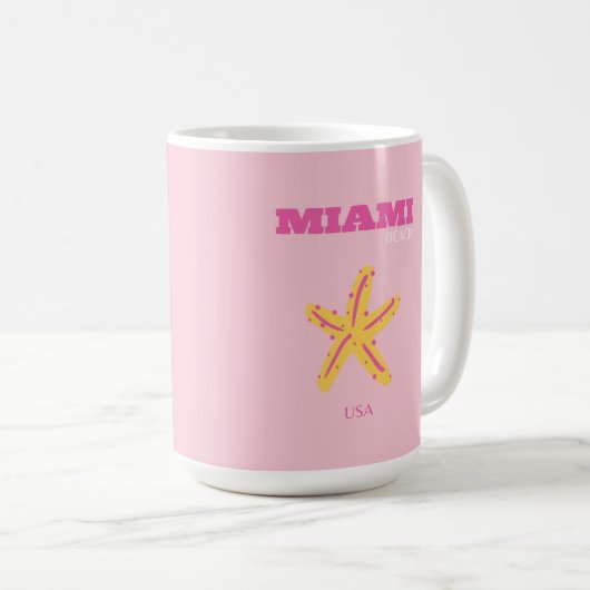 マイアミビーチ,マイアミ旅行名門私立校風のアート,ルーム,ピンク コーヒーマグカップ (正面右)