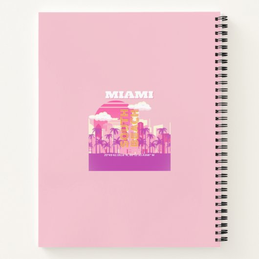 マイアミビーチ，マイアミ旅行名門私立校風のアート，ルーム，ピンク ノートブック (裏面)