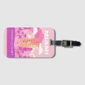 マイアミビーチ，マイアミ旅行名門私立校風のアート，ルーム，ピンク ラゲッジタグ (正面横)