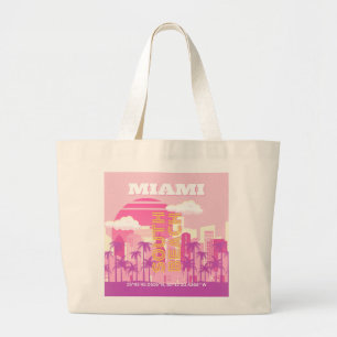 マイアミビーチ,マイアミ旅行名門私立校風のアート,ルーム,ピンク ラージトートバッグ