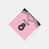 マイアミピンクとブラックサッカーの誕生日パーティー スタンダードカクテルナプキン (角)