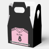 マイアミピンクとブラックサッカーの誕生日パーティー フェイバーボックス (オープン)