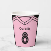 マイアミピンクとブラックサッカーの誕生日パーティー 紙コップ (正面)