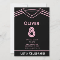 マイアミピンクアンドブラックサッカーパーティー誕生日インビタット