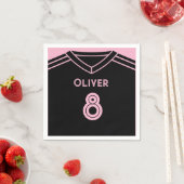 マイアミピンクアンドブラックサッカーパーティー誕生日 スタンダードカクテルナプキン (インサイチュ)