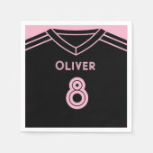 マイアミピンクアンドブラックサッカーパーティー誕生日 スタンダードカクテルナプキン (正面)